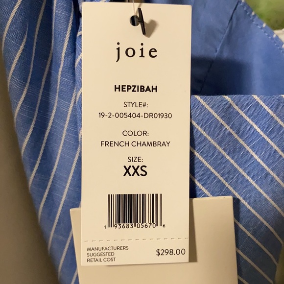 NWT Joie Hepzibah Striped Wrap Dress French Chambray XXS - Picture 6 of 7